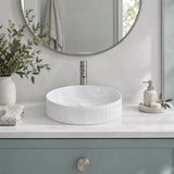 Fienza Eleanor Round Fluted Above Counter Ceramic Basin 410x410x100mm - In Various Colour