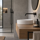 Fienza Eleanor Round Fluted Above Counter Ceramic Basin 410x410x100mm - In Various Colour