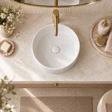 Fienza Eleanor Round Fluted Above Counter Ceramic Basin 410x410x100mm - In Various Colour
