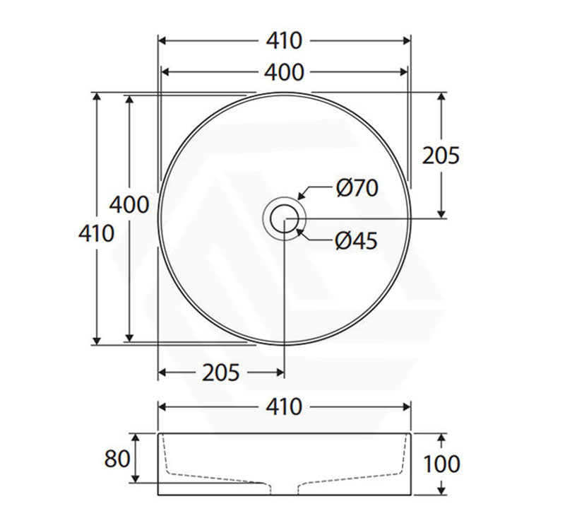 410x410x100mm Fienza Eleanor Round Fluted Above Counter Ceramic Basin In Various Colour