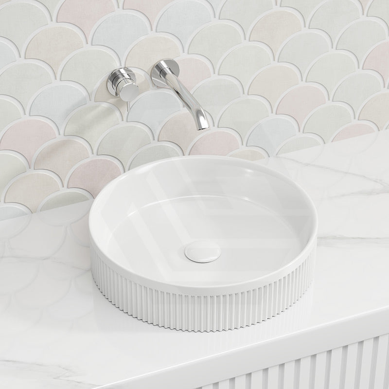 410x410x100mm Fienza Eleanor Round Fluted Above Counter Ceramic Basin In Various Colour