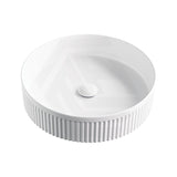 410x410x100mm Fienza Eleanor Round Fluted Above Counter Ceramic Basin Matt White