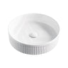 410x410x100mm Fienza Eleanor Round Fluted Above Counter Ceramic Basin Matt White