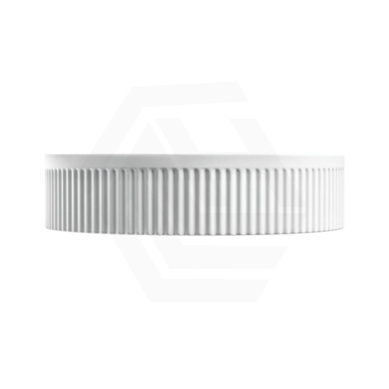 410x410x100mm Fienza Eleanor Round Fluted Above Counter Ceramic Basin Matt White