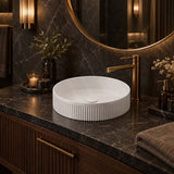 Fienza Eleanor Round Fluted Above Counter Ceramic Basin 410x410x100mm - In Various Colour