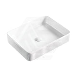 500x380x100mm Fienza Eleanor Rectangle Above Counter Fluted Basin Ceramic Gloss White
