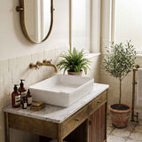 Fienza Eleanor Rectangle Above Counter Fluted Basin Ceramic 500x380x100mm - Gloss White