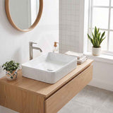 Fienza Eleanor Rectangle Above Counter Fluted Basin Ceramic 500x380x100mm - Gloss White