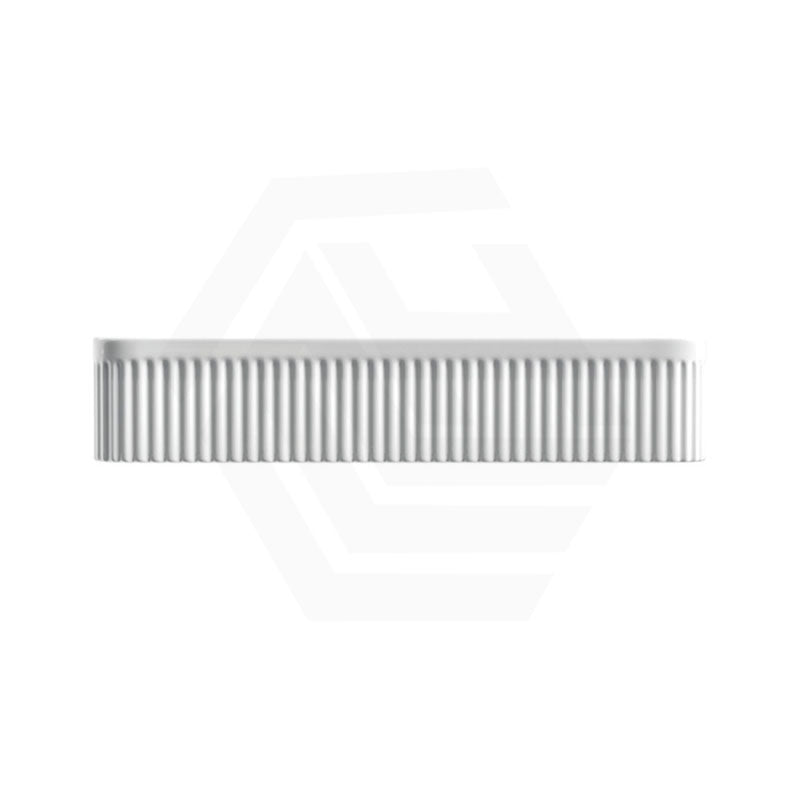 500x380x100mm Fienza Eleanor Rectangle Above Counter Fluted Basin Ceramic Gloss White