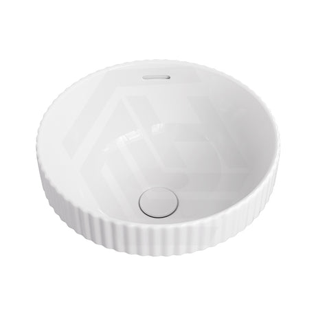 380x380x170mm Fienza Eleanor Round Inset Basin Fluted With Overflow Gloss White