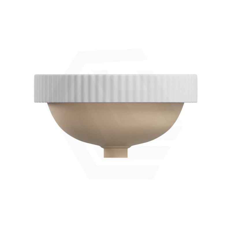 380x380x170mm Fienza Eleanor Round Inset Basin Fluted With Overflow Gloss White