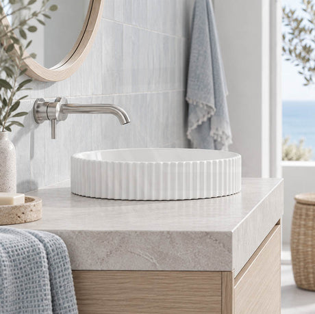 Fienza Eleanor Round Inset Basin Fluted With Overflow 380x380x170mm - Various Colour