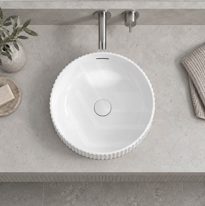 Fienza Eleanor Round Inset Basin Fluted With Overflow 380x380x170mm - Various Colour