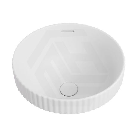 380x380x170mm Fienza Eleanor Round Inset Basin Fluted With Overflow Matt White