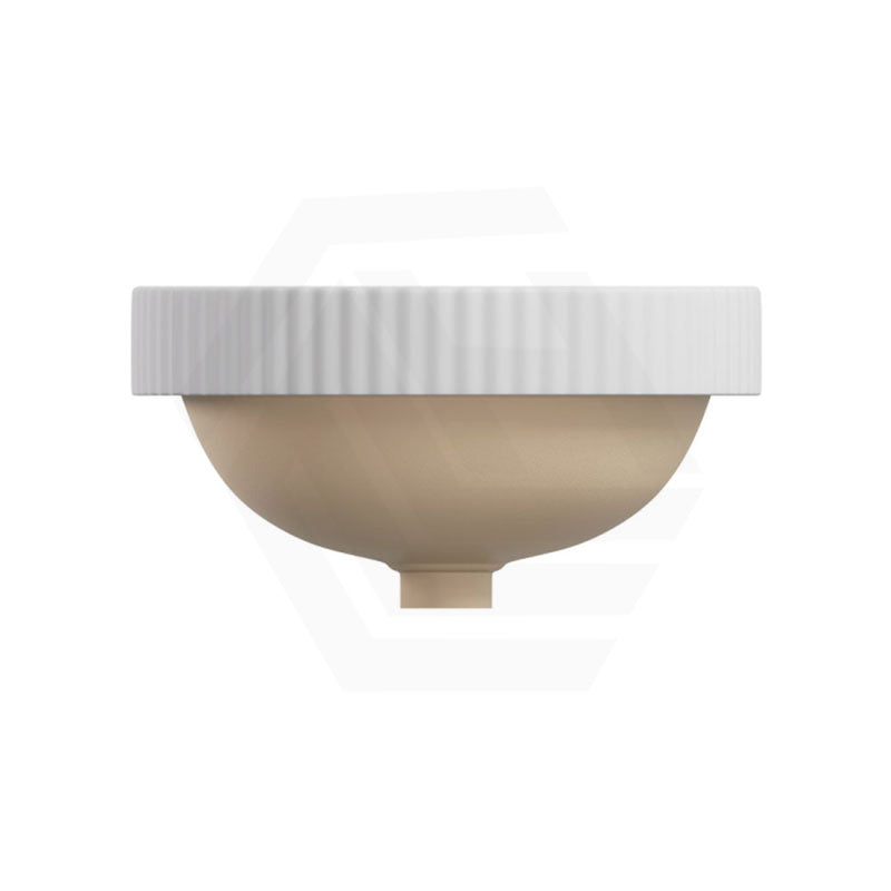 380x380x170mm Fienza Eleanor Round Inset Basin Fluted With Overflow Matt White