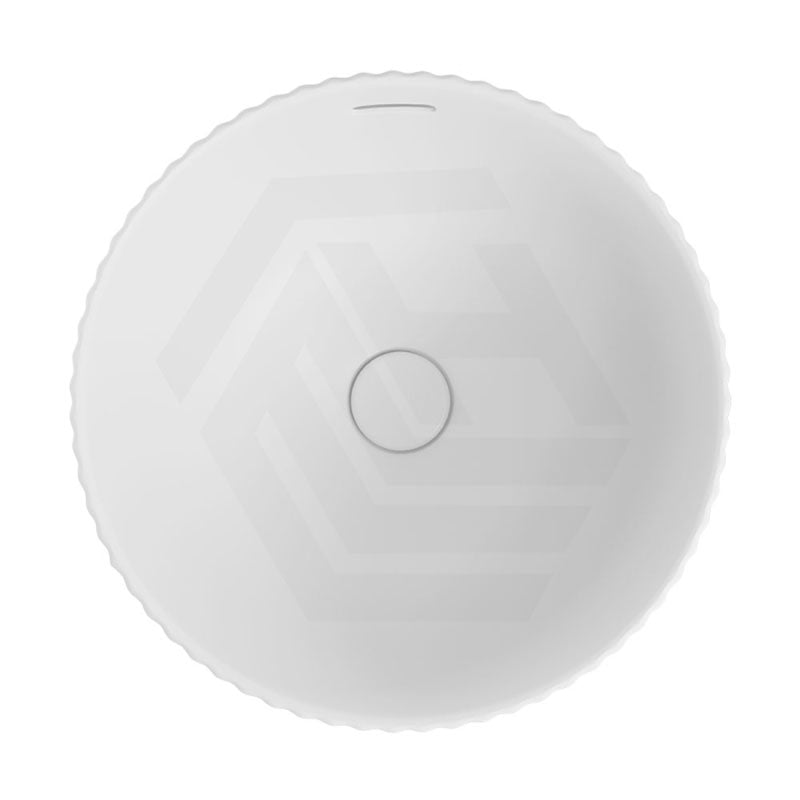 380x380x170mm Fienza Eleanor Round Inset Basin Fluted With Overflow Matt White
