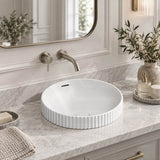 Fienza Eleanor Round Inset Basin Fluted With Overflow 380x380x170mm - Various Colour