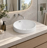 Fienza Eleanor Round Inset Basin Fluted With Overflow 380x380x170mm - Various Colour