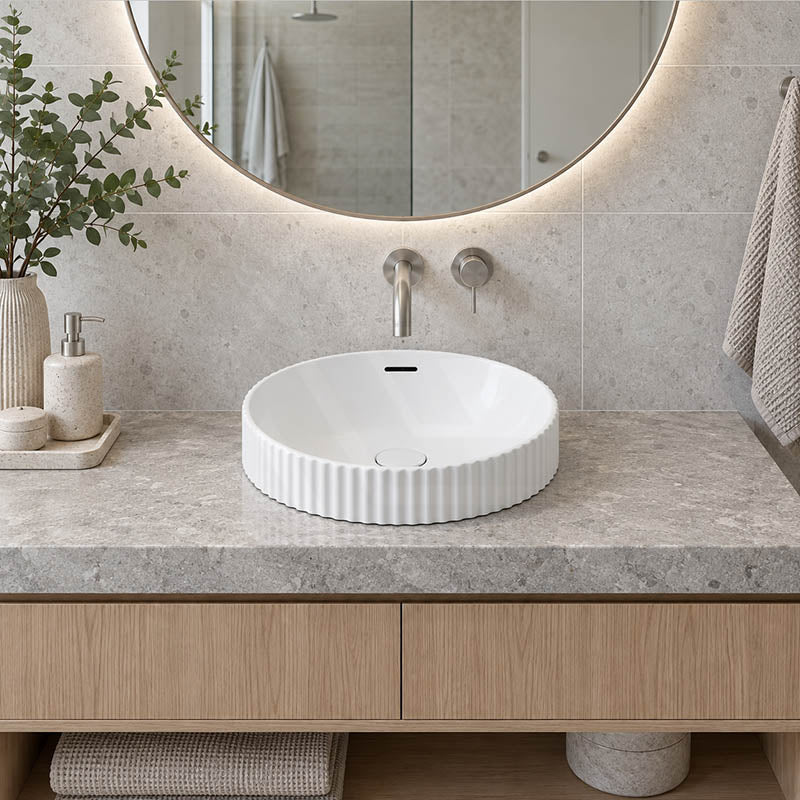 Fienza Eleanor Round Inset Basin Fluted With Overflow 380x380x170mm - Various Colour