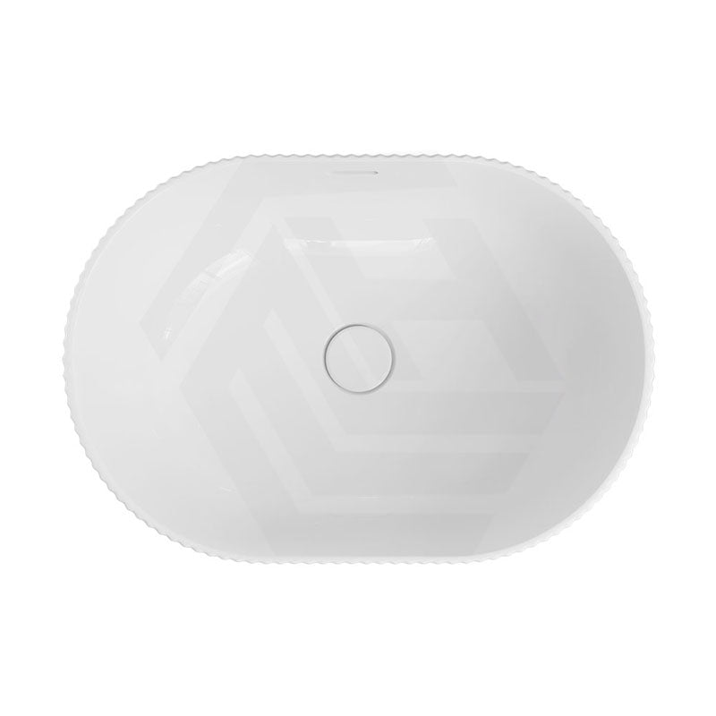 555x385x170mm Fienza Eleanor Oval Inset Ceramic Basin Fluted With Overflow Gloss White