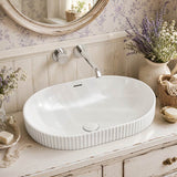 Fienza Eleanor Oval Fluted Ceramic Inset Basin with Overflow 555x385x170mm - Variant Colour