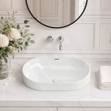 Fienza Eleanor Oval Fluted Ceramic Inset Basin with Overflow 555x385x170mm - Variant Colour