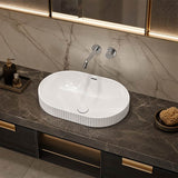 Fienza Eleanor Oval Fluted Ceramic Inset Basin with Overflow 555x385x170mm - Variant Colour