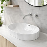 Fienza Eleanor Oval Fluted Ceramic Inset Basin with Overflow 555x385x170mm - Variant Colour