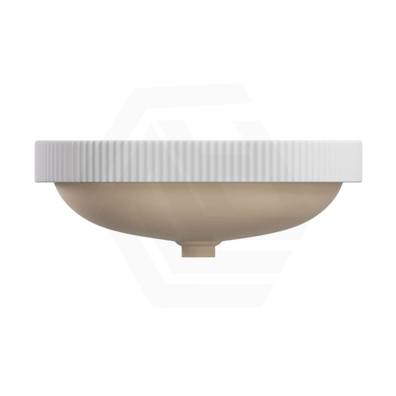555x385x170mm Fienza Eleanor Oval Inset Ceramic Basin Fluted With Overflow Matt White