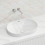 Fienza Eleanor Oval Fluted Ceramic Inset Basin with Overflow 555x385x170mm - Variant Colour