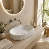 Fienza Eleanor Oval Fluted Ceramic Inset Basin with Overflow 555x385x170mm - Variant Colour