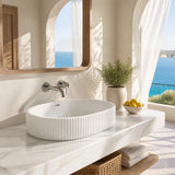 Fienza Eleanor Oval Fluted Ceramic Inset Basin with Overflow 555x385x170mm - Variant Colour