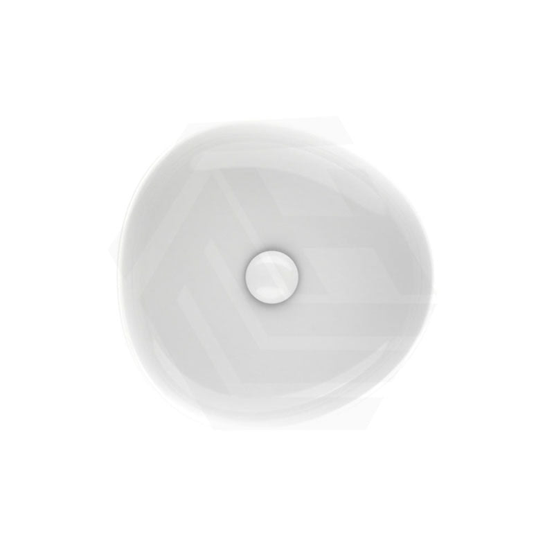 400x395x100mm Fienza Pebble Small Above Counter Ceramic Basin Slim Edge Gloss White