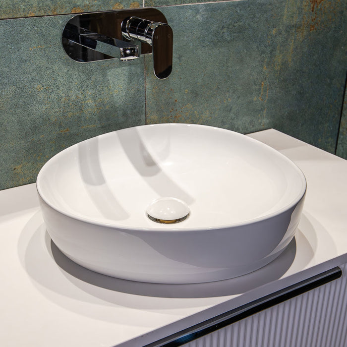 400x395x100mm Fienza Pebble Small Above Counter Ceramic Basin Slim Edge In Various Colour