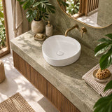 Fienza Pebble Small Above Counter Ceramic Basin Slim Edge 400x395x100mm - In Various Colour