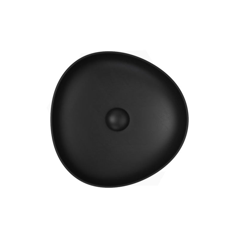 400x395x100mm Fienza Pebble Small Above Counter Ceramic Basin Slim Edge Matt Black