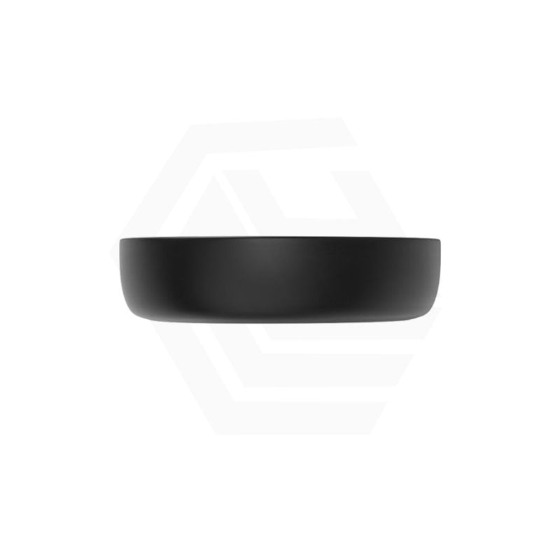 400x395x100mm Fienza Pebble Small Above Counter Ceramic Basin Slim Edge Matt Black