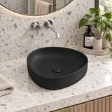 Fienza Pebble Small Above Counter Ceramic Basin Slim Edge 400x395x100mm - In Various Colour