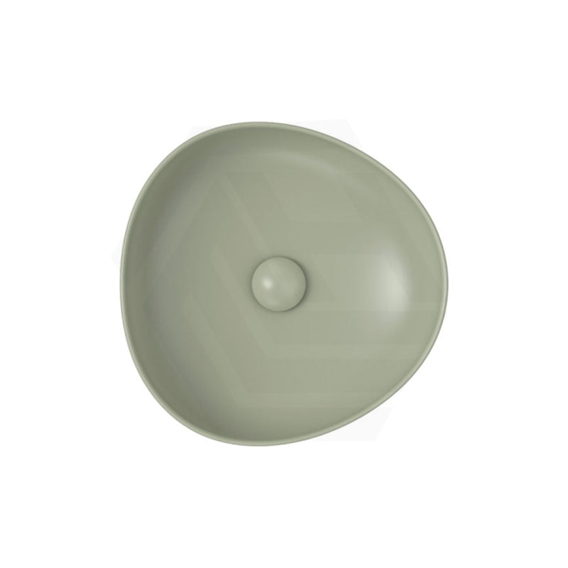 400x395x100mm Fienza Pebble Small Above Counter Ceramic Basin Slim Edge Matt Olive