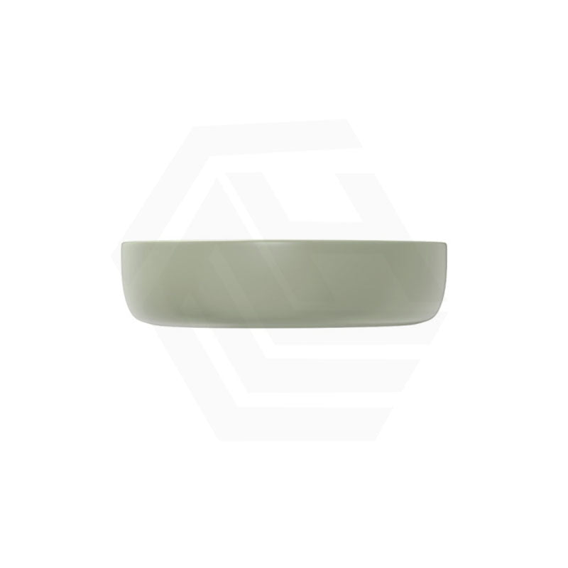 400x395x100mm Fienza Pebble Small Above Counter Ceramic Basin Slim Edge Matt Olive