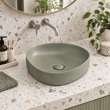 Fienza Pebble Small Above Counter Ceramic Basin Slim Edge 400x395x100mm - In Various Colour
