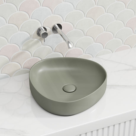 400x395x100mm Fienza Pebble Small Above Counter Ceramic Basin Slim Edge In Various Colour