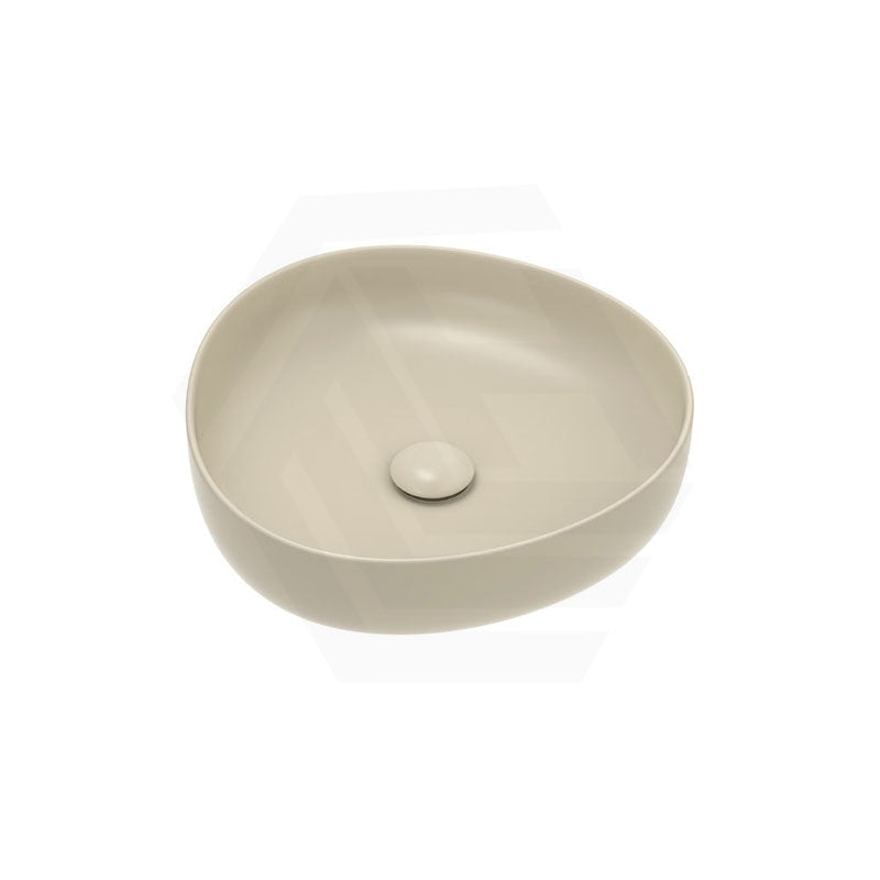 400x395x100mm Fienza Pebble Small Above Counter Ceramic Basin Slim Edge Matt Khaki
