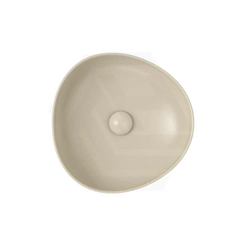 400x395x100mm Fienza Pebble Small Above Counter Ceramic Basin Slim Edge Matt Khaki