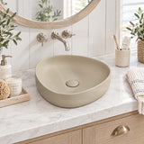 Fienza Pebble Small Above Counter Ceramic Basin Slim Edge 400x395x100mm - In Various Colour