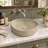 Fienza Pebble Small Above Counter Ceramic Basin Slim Edge 400x395x100mm - In Various Colour