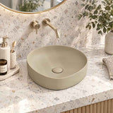 Fienza Pebble Small Above Counter Ceramic Basin Slim Edge 400x395x100mm - In Various Colour