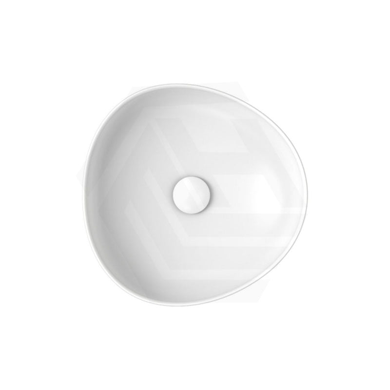 400x395x100mm Fienza Pebble Small Above Counter Ceramic Basin Slim Edge Matt White