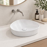 Fienza Pebble Small Above Counter Ceramic Basin Slim Edge 400x395x100mm - In Various Colour