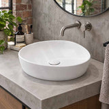Fienza Pebble Small Above Counter Ceramic Basin Slim Edge 400x395x100mm - In Various Colour